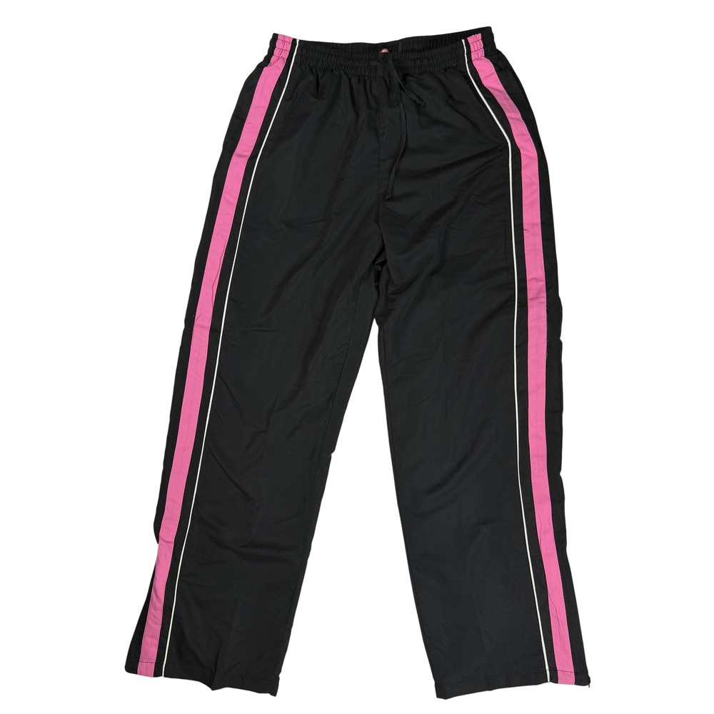 Three Hearts Y2K Streetwear Retro Women Track Pants Black Pink Nylon